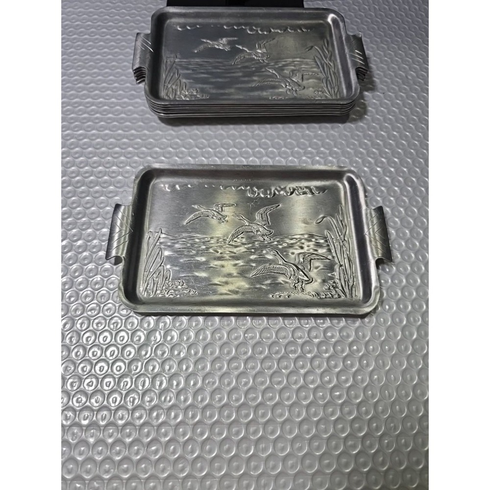 8-Piece Set Original Ducks/Geese Flying Mini Trays Snack/Serving Aluminum